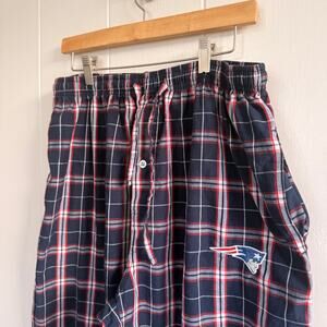 NFL New England Patriots Pajama Pants Men's Large Blue Red Plaid Drawstring